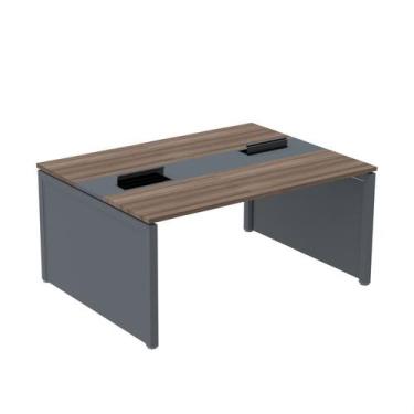 Imagem de Estação de Trabalho Mesa Plataforma Escritório Dupla para 2 Pessoas co