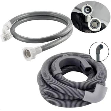 Imagem de Kit Mangueiras Entrada 2m e Saida Máquina lavar Compatível com todas a