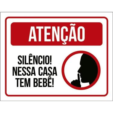 Imagem de Kit 3 Placas Atenção Silêncio Nessa Casa Tem Bebê