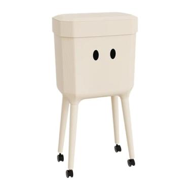 Imagem de AFXGUSD Lixeira de Cozinha, Cesto de Lixo, Lata de Lixo Grande para Uso Doméstico com Pernas com Rodas, Lata de Lixo para Lavatório Na Sala de Estar em Casa, Cor Creme, Tamanho real