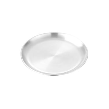 Imagem de SEEK RARE Bandejas decorativas de aço inoxidável de 20 cm, bandejas redondas de sobremesa para cozinha, festa de casamento, mesa de café, prata