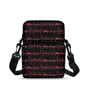 Imagem de Ecaestolph Bolsa tiracolo feminina pequena carteiro tiracolo bolsa transversal bolsa de armazenamento bolsa, Coração vermelho, amor, One Size