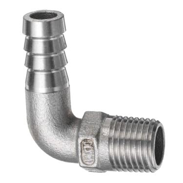 Imagem de HARFINGTON Encaixe de farpa de mangueira de cotovelo de 90 graus Farpa de 1 cm x 1/10.2 cm NPT macho encaixe de tubo de aço inoxidável acessórios de mangueira de ar acoplador adaptador de conector de