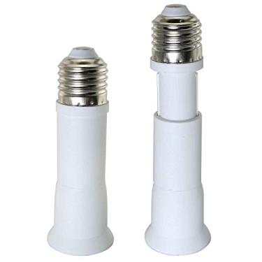 Imagem de BLLNDX Adaptador extensor de soquete de luz E27 2 peças 117-144 mm comprimento ajustável E27 para E27 conversor de base de parafuso de extensão