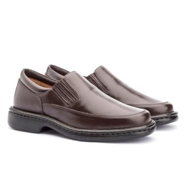Imagem de Sapato Anti Stress Couro Legítimo Diabético Palmilha Gel (Cafe, BR, Adulto, Numérico, 40)