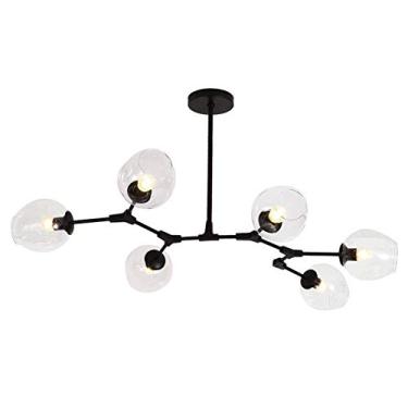 Imagem de Lustre Sputnik moderno, lustre de metal com gradiente, luminária pendente de meados do século, luminária de teto dourada, compatível com corredor, bar, cozinha, sala de jantar (fumaça)