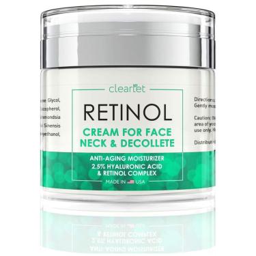 Imagem de Creme Facial Anti Idade Dia e Noite com Ácido Hialurônico para Homens e Mulheres, 50 ml, CLEARLET CLRC01, Verde