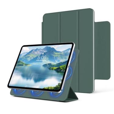 Imagem de KVTVOU Capa magnética para iPad (A16) 11ª/10ª geração (11/10,9 polegadas, 2025/2022), acessório magnético inteligente, capa de rebote com três dobras, corpo fino e leve e despertar/hibernar