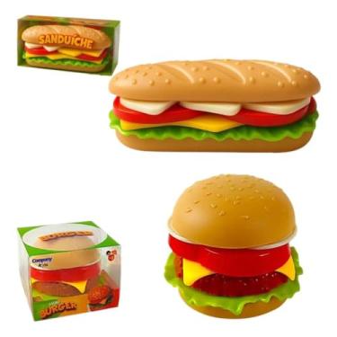 Imagem de Brinquedo de Comidinha Monta e Desmonta – Kit Mini Hambúrguer e Sanduíche Divertido Infantil