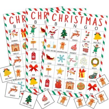 Imagem de ZEDEV Cartões de bingo de Natal, 24 jogadores, cartões de bingo de Natal para adultos em grupo grande, jogos de Natal divertidos e emocionantes para atividades em família, festa em sala de aula