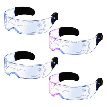 Imagem de CONEHOY 4 Pairs LED Visor Glasses Light up Glasses Futuristic Punk Accessories 7 Colors for Cosplay Bar Rave Party Costume