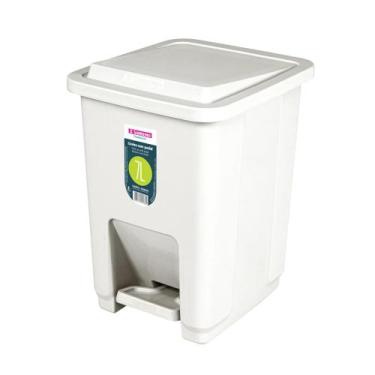 Imagem de Lixeira 7L Plástica Quadrada Branca de Com Pedal Sanremo