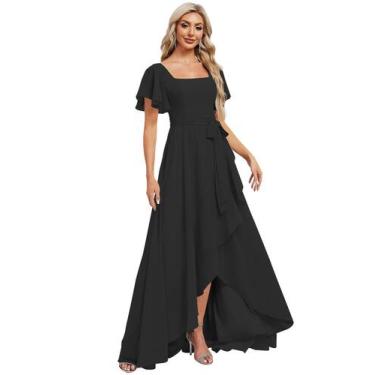 Imagem de Vestido de dama de honra Monvelli, simples, decote quadrado, chiffon, 
