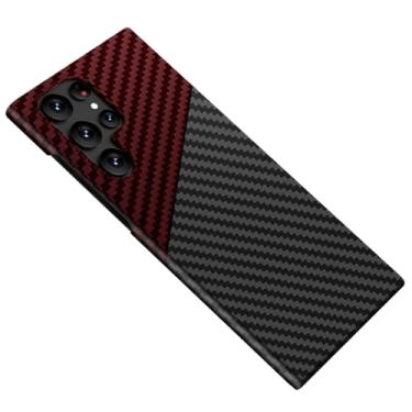 Imagem de Umiup Capa fina para Samsung Galaxy S24ultra/S24plus/S24, capa protetora magnética ultrafina de fibra de carbono de policarbonato rígido, vermelha, S24 Ultra