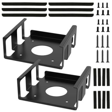 Imagem de 2 peças de montagem mini M4 sob a mesa, suporte de parede para dispositivo pequeno ou suporte VESA atrás do monitor, mini suporte de aço sob a mesa com tiras de absorção de choque, antiarranhões