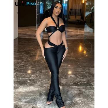 Imagem de Conjunto Feminino Sexy De Verão Com Camisola Halter E Leggings Com Rec