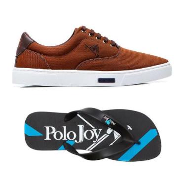 Imagem de Kit 1 Tênis Casual + 1 Chinelo Polo Joy, 40, Marrom