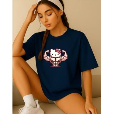 Imagem de Camiseta Feminina T-shirt Hello Kitty Academia Treino Gym - Genérica, 