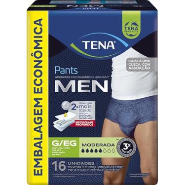 Imagem de Tena Pants Men, Cueca Descartável para Incontinência Urinária, Azul Marinho, G/EG - 16 unidades