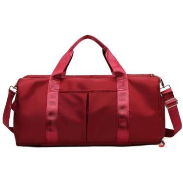Imagem de Bolsa transversal Mala de Academia Bolsa esportiva de viagem, ideal Para Banhos De Piscina, Bolsa de ginástica impermeável, praia, natação, ioga, esportes (Bordô)