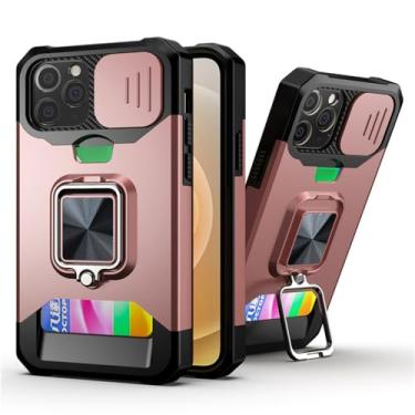 Imagem de Capa de telefone com proteção de lente deslizante para cartão para iPhone 14 13 11 12 Pro Max X XS Max XR Plus 11 Pro Armor Capa de suporte de anel robusto, T7, para iPhone XR