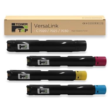 Imagem de Toner para impressoras de cores Xerox Versalink C7020 C7025 C7030 (pacote com 4) - Conjunto de cartuchos de toner compatíveis com alto rendimento (OEM peça # 106R03741, 106R03744, 106R03743, 106R03742)