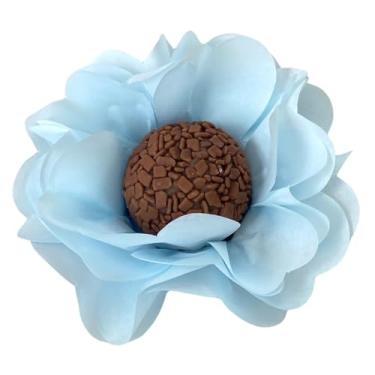 Imagem de 50 Forminhas Flor Doces Finos Super Volume em Papel Especial Tons de Azul (azul bebezinho)