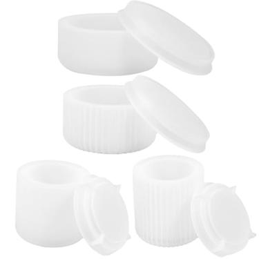 Imagem de RWWPJLLWHR 4 moldes de pote de vela de silicone com tampa, moldes de panela de silicone antiaderentes, molde de caixa de silicone de 4 tamanhos, recipientes de vela reutilizáveis, moldes de cimento