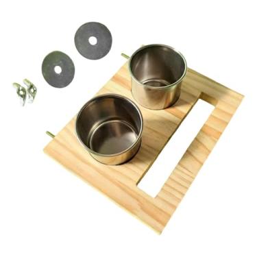 Imagem de Bothyi Poleiro para, Copo de Alimentação, Tigela de Gaiola para Pássaros, Suprimentos para Animais de Estimação, Suporte de Madeira para, B, Taça Dupla