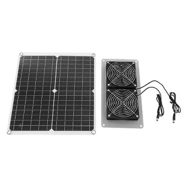 Imagem de AUNMAS Ventilador de Exaustão Solar, Kit de Ventilador de Painel Solar Resistente às Intempéries, Alto Desempenho de 25 W para Estufas, Trailers e Casas de Animais de Estimação