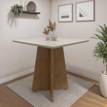 Imagem de Mesa de Jantar 4 Lugares Quadrada Tampo Vidro/MDF Jade - Valdemóveis