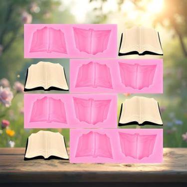Imagem de Moldes de fondant de silicone para livros de graduação para decoração de bolos, enfeite de cupcake, argila de polímero, conjunto de 4