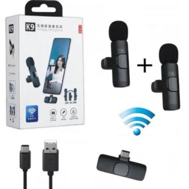 Imagem de Microfone Sem Fio Duplo Lapela Profissional Tipo C - K9, Preto