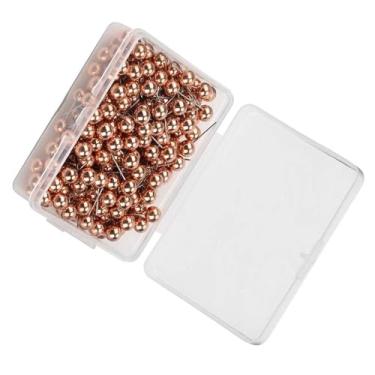 Imagem de ZJchao Alfinetes de Mapa, Alfinetes para Quadro de Avisos, 200 Peças, Bola Redonda, de Plástico, Ferramenta Decorativa para Escritório Doméstico, Projeto de Artesanato Faça você Mesmo (Ouro Rosa)