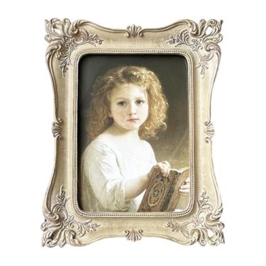 Imagem de Fenteer Moldura de foto estilo francês, decoração, suporte decorativo de mesa, porta-retratos de resina para casamento e casa