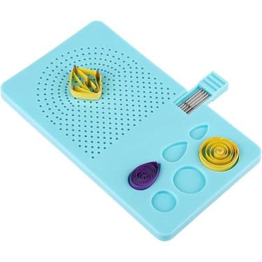 Imagem de Kits de Quilling Ferramenta Quill Board com Pins de Armazenamento Guia de Grade Azul Claro e Modelo de Quilling para Fabricação de Papel Winder Roll Square Craft Home Tool (Azul)