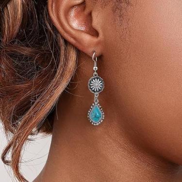 Imagem de Brincos pendentes de vaqueira ocidental vintage chapéu de bota rosa design de coração joias de cowboy para mulheres, roupas casuais, festas, eventos de rodeio