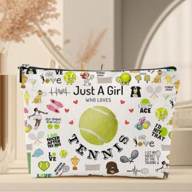 Imagem de Bolsa de cosméticos para maquiagem esportiva, presentes inspiradores para mulheres, fãs de esportes, jogadoras, equipes, sua melhor amiga, aniversário, Natal, Tênis, Impressão frente e verso para