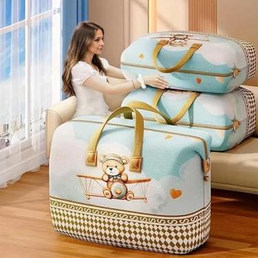 Imagem de 1 bolsa de mudança de grande capacidade, bolsa de armazenamento de roupa de cama Four Seasons, grande o suficiente para acomodar embalagem de cama, roupa de cama de estudante, armazenamento retangular