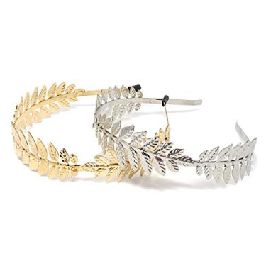 Imagem de 2 peças de tiara vintage com ramo de folhas, elegante, coroa de cabelo para noiva, deusa romana, vestido de cabeça delicada para festa de casamento, formatura, encontros