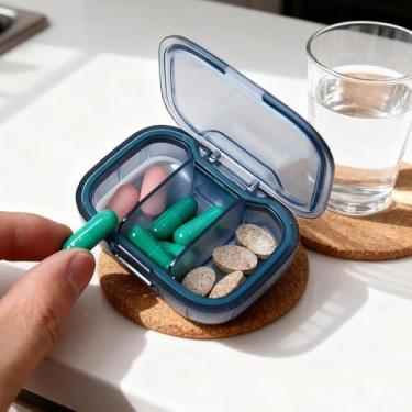 Imagem de Caixa organizadora de comprimidos com compartimentos, estojo transparente portátil de armazenamento de medicamentos para uso diário, escritório em casa