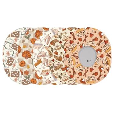 Imagem de Glucomart Adesivos para Dexcom G7 & Stelo – Pacote com 5 adesivos à prova d'água e à prova de suor CGM Overpatches – Fita CGM hipoalergênica de Natal e Ação de Graças (outono temperado)