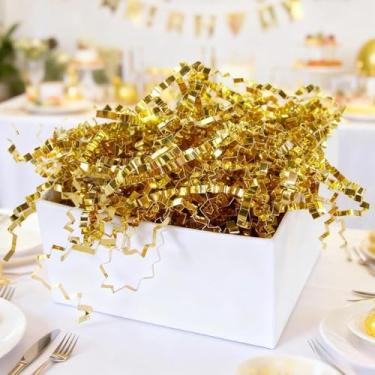 Imagem de Enchimento de papel desfiado, grama de ráfia com corte enrugado para caixa de presente, cesta, decoração de festa, embalagem de material de amortecimento