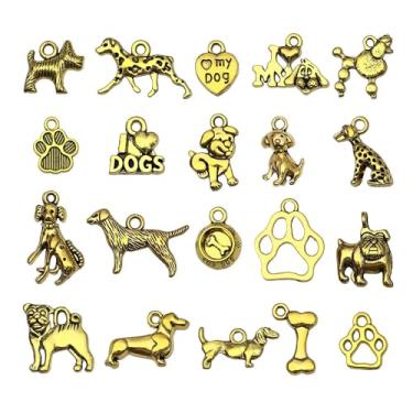 Imagem de 20 peças de pingentes de cachorro DIY acessórios pingente para pulseira, colar, chaveiro, acessórios, liga de ouro prata (20 peças de ouro antigo - SN858)