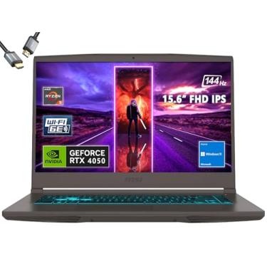Imagem de MSI Notebook para jogos fino de 15 15,6 polegadas 144 Hz, AMD R5-7535HS, RTX 4050, Windows 11, com HDMI (32 GB de RAM | SSD PCIe de 1 TB)