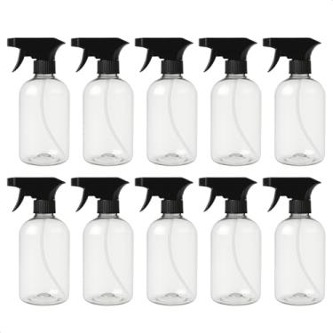 Imagem de Kit 10 Frascos Borrifador Spray Preto Pulverizador com Válvula Multiuso Transparente 500ml