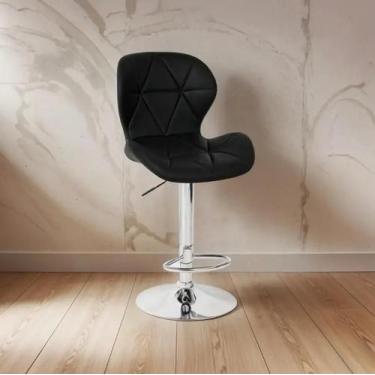 Imagem de Banqueta Slim Material Ecológico Regulagem Altura Cor Preto Cromado Pr