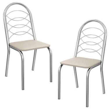 Imagem de Kit 2 Cadeiras Cromada Sala Jantar 2C009CR material sintético Kappesbe