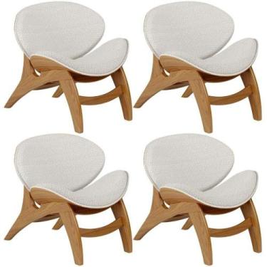 Imagem de Kit 4 Poltronas Decorativa Orgânica Sala Living Kadosh L02 Bouclê Cru-