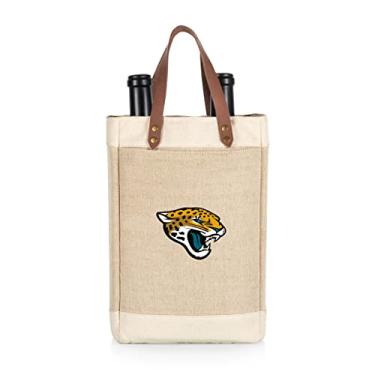 Imagem de PICNIC TIME NFL Jacksonville Jaguars Pinot - Bolsa de vinho isolada de juta 2 garrafas - Sacola de vinho - Bolsa para presente de vinho, (bege)